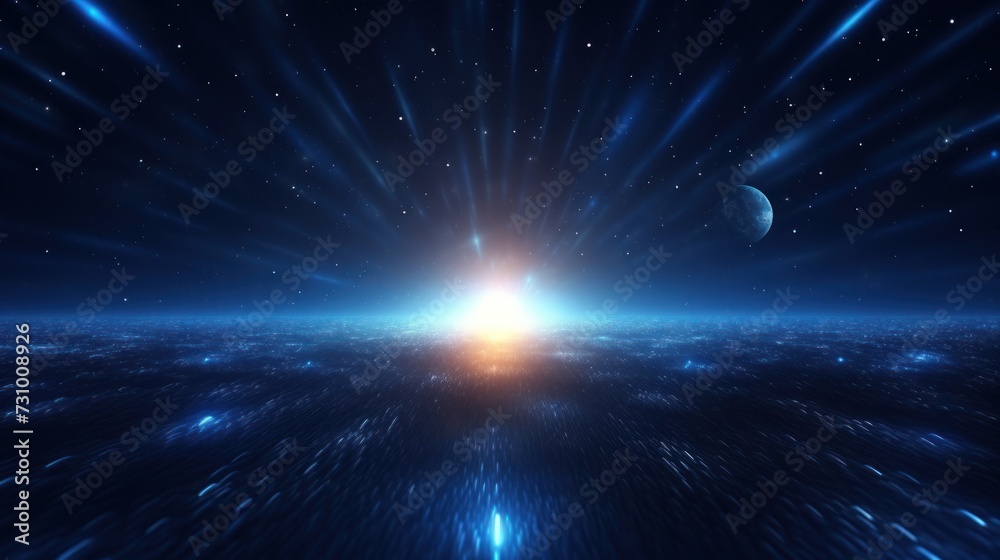 Fototapeta premium Abstract Particle Moving In The Sci-fi Space Wallpaper, Background