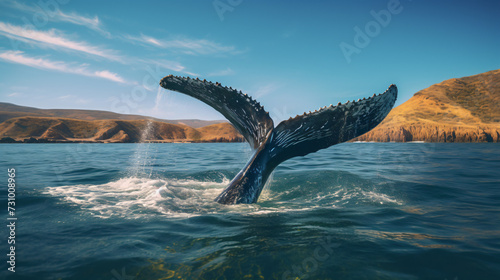 Humpback Whale Tail Above the Water. Madagascar.