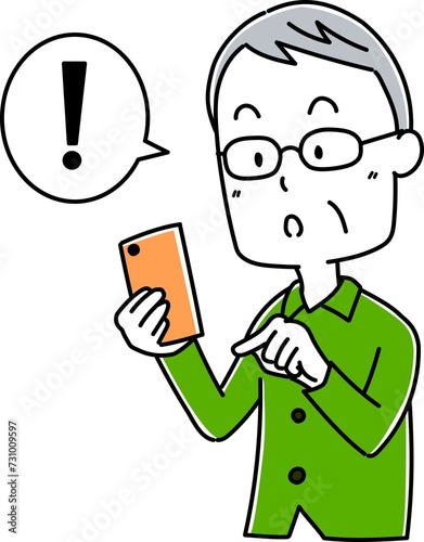 高齢男性　スマホ　ポーズ1