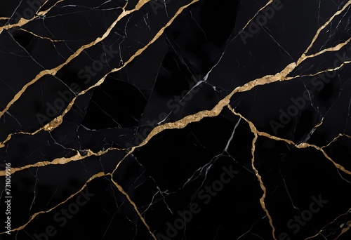 black marble background with yellow veins © Fantasy24