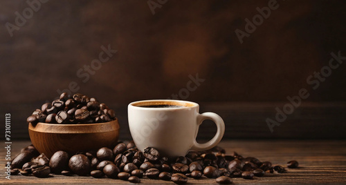 cup of coffee with beans