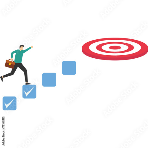 Personal development plan for career success, to motivate and achieve business target concept, build specific skill or smart entrepreneur competency list as a ladder to achieve the target.