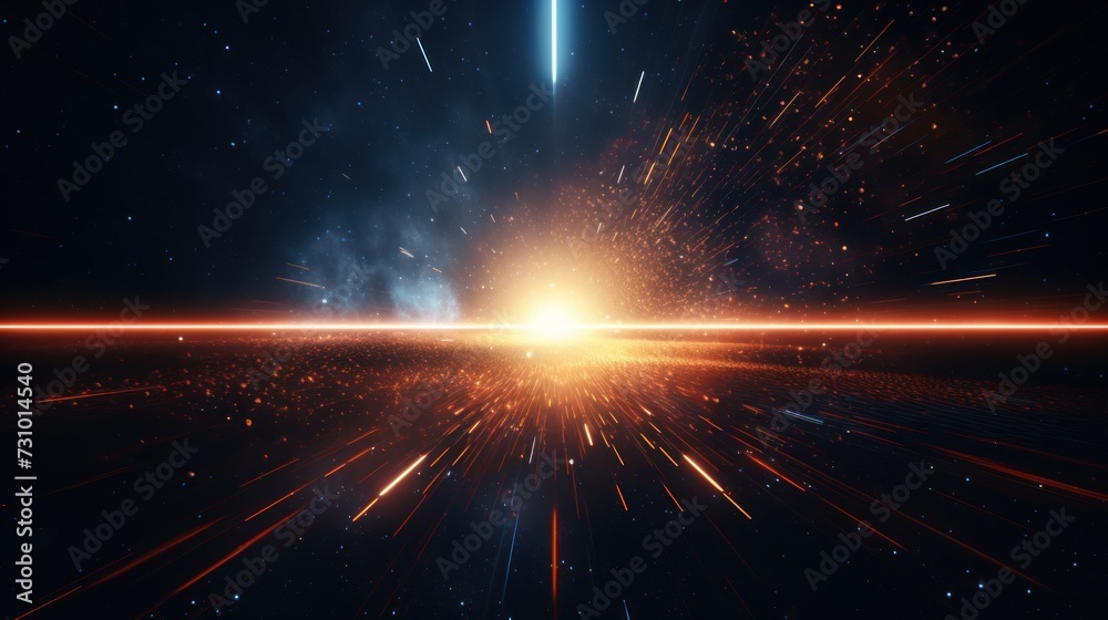 Obraz premium Abstract Particle Moving In The Sci-fi Space Wallpaper, Background