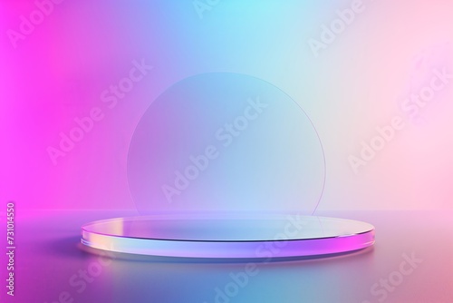 Vibrant Neon Glow Glass Podium  Ideal for Modern Product Display