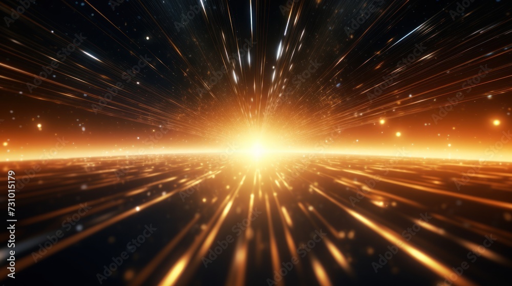 Obraz premium Abstract Particle Moving In The Sci-fi Space Wallpaper, Background