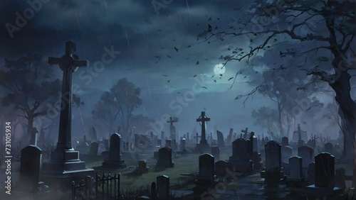 cemetery at night photo