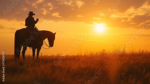Silhouette donning a cowboy hat emerges amidst the backdrop of a captivating sunset.  © Alexander Beker