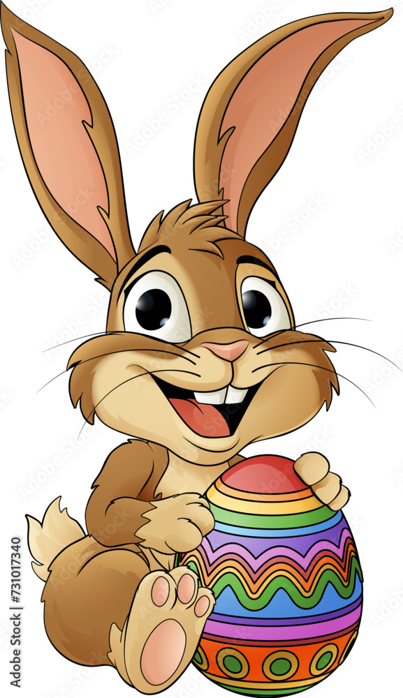 The Easter bunny and chocolate Easter egg rabbit cartoon