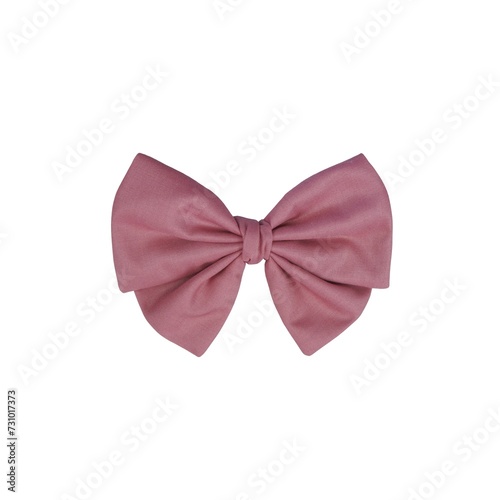Charming pink cotton fabric bow with short tails on a white background. Adds rustic elegance to any project. © Anjurisa