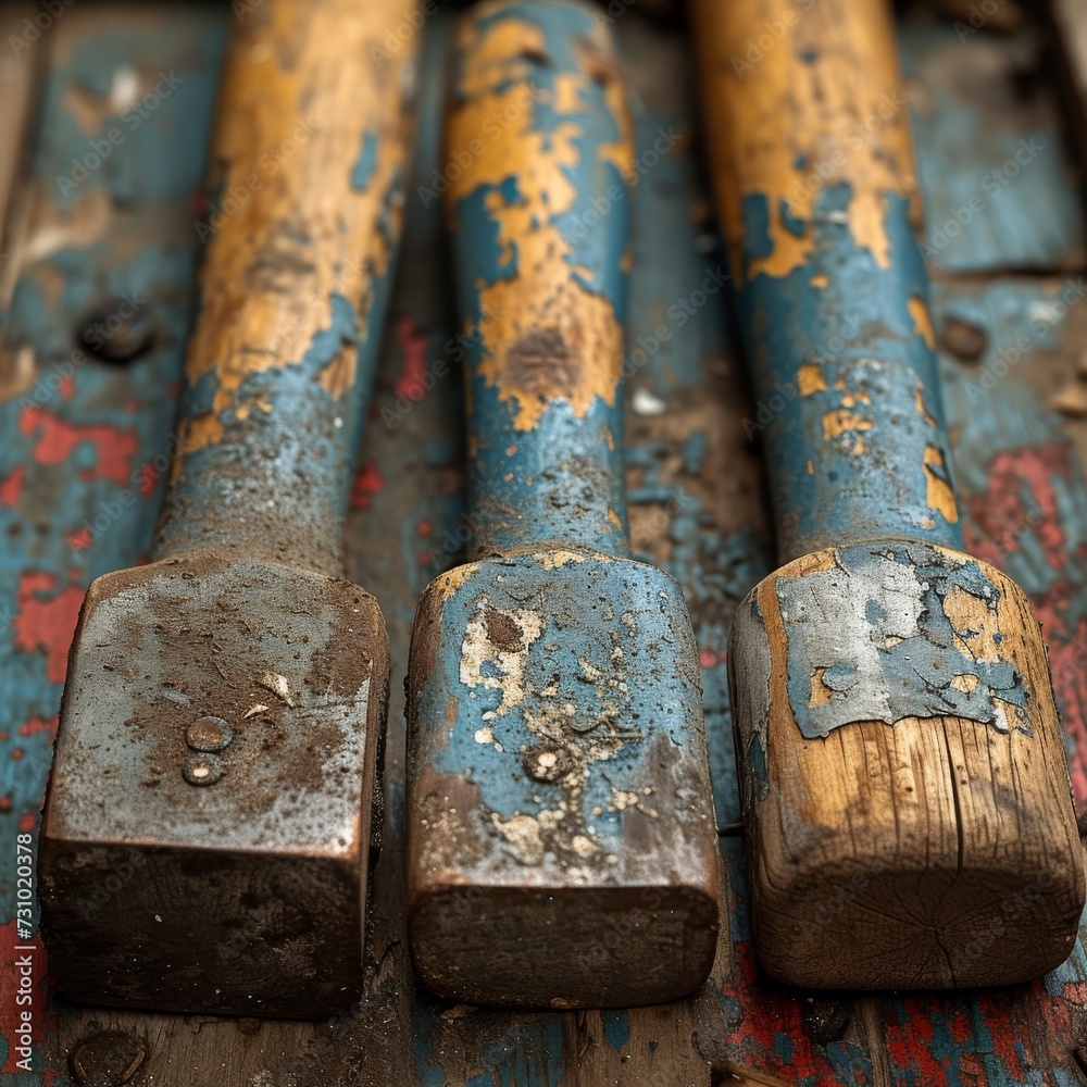 Close-Up of Rustic Tools, Macro photography featuring the worn and rustic details of tools. Close-Up of Rustic Tools, Macro photography featuring the worn and rustic details of tools.