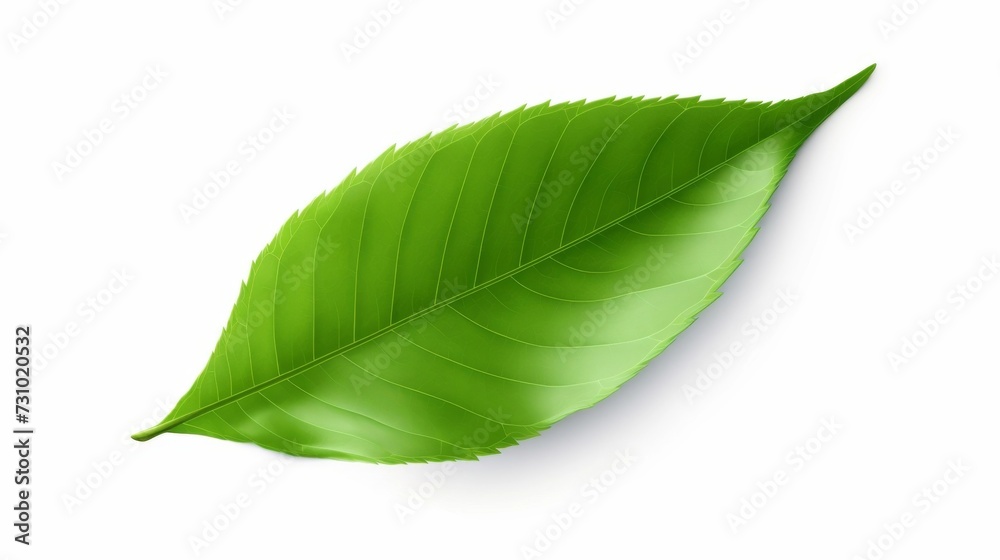 Obraz premium green leaf isolated on white background, nature concept