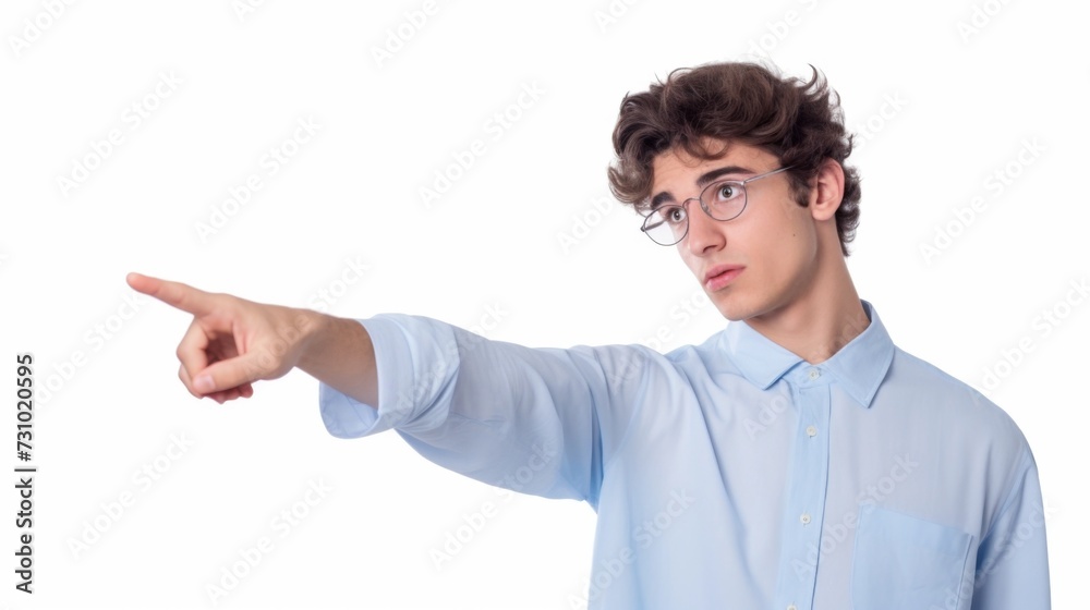 Formal man pointing at something, business concept Formal man pointing at something, business concept