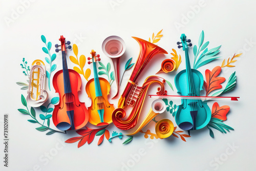 Classical musical instruments, world music day poster, abstract concert invitation