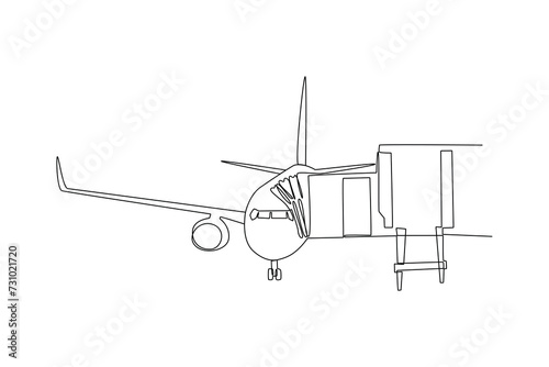 One continuous line drawing of passenger activities concept. Doodle vector illustration in simple linear style.