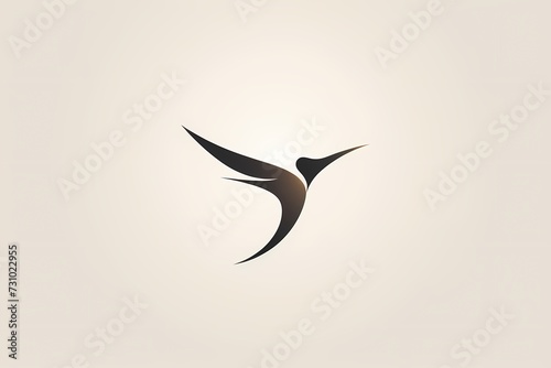 A minimalist and elegant logo with a stylized bird icon and modern typography  set against a solid white background.