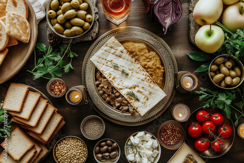 bread and spices ingredients on the table ready to eat