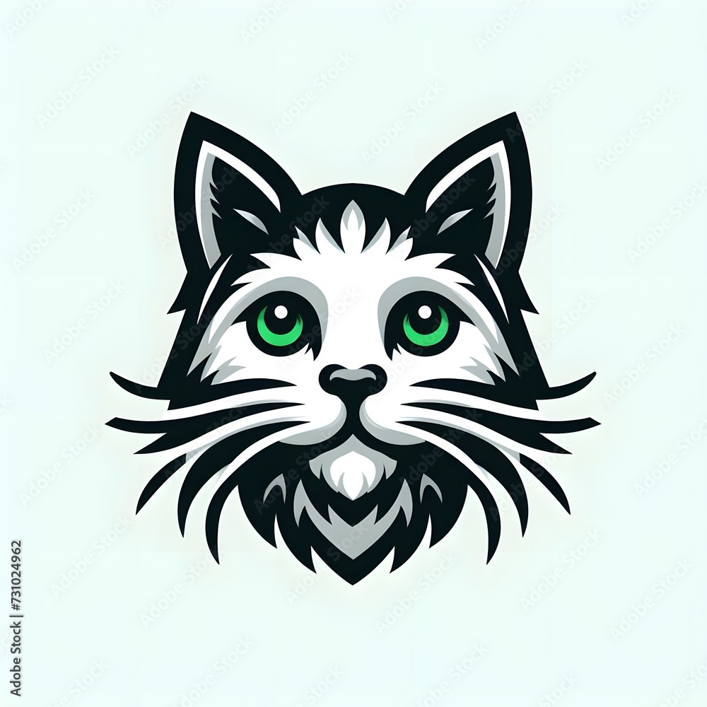 Fototapeta premium flat logo of vector cat face illustration logo. 