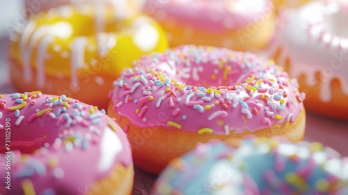 Delicious donuts with colorful sugar glaze