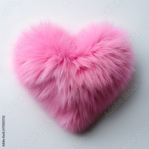 Pink fur heart. Perfect for flyer, card, postcard, tags, invitation, printing, wrapping, poster, banner.