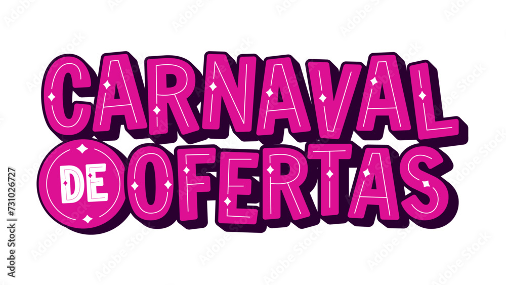 Carnaval de ofertas título criativo 3d letras vetor