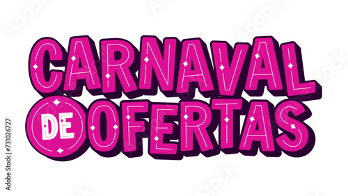 Carnaval de ofertas título criativo 3d letras vetor