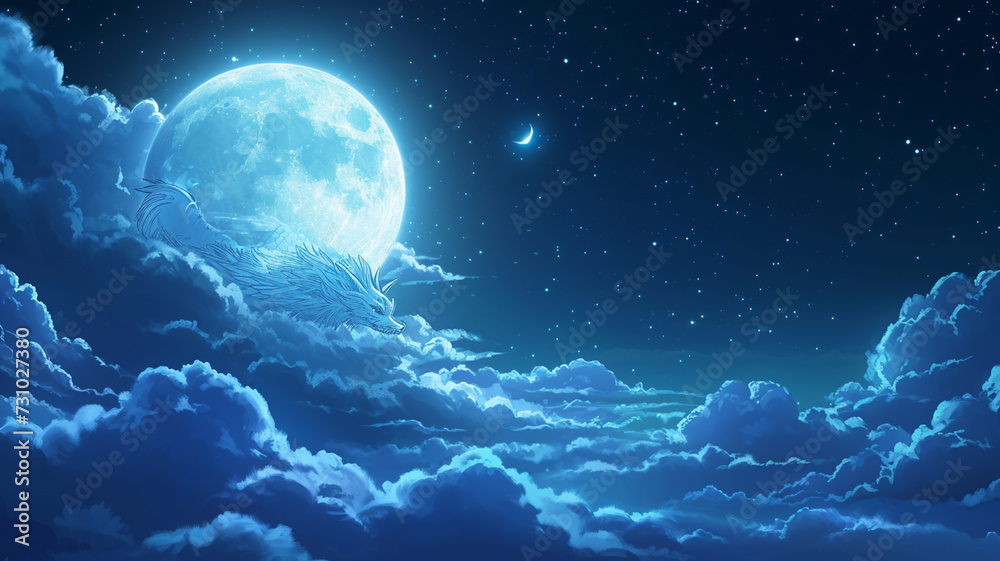 Moon on Blue Cloud Moon on Blue Cloud