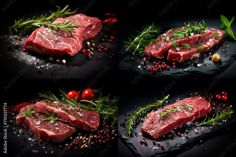 Beef chuck is a piece of raw meat with spices. AI generated.