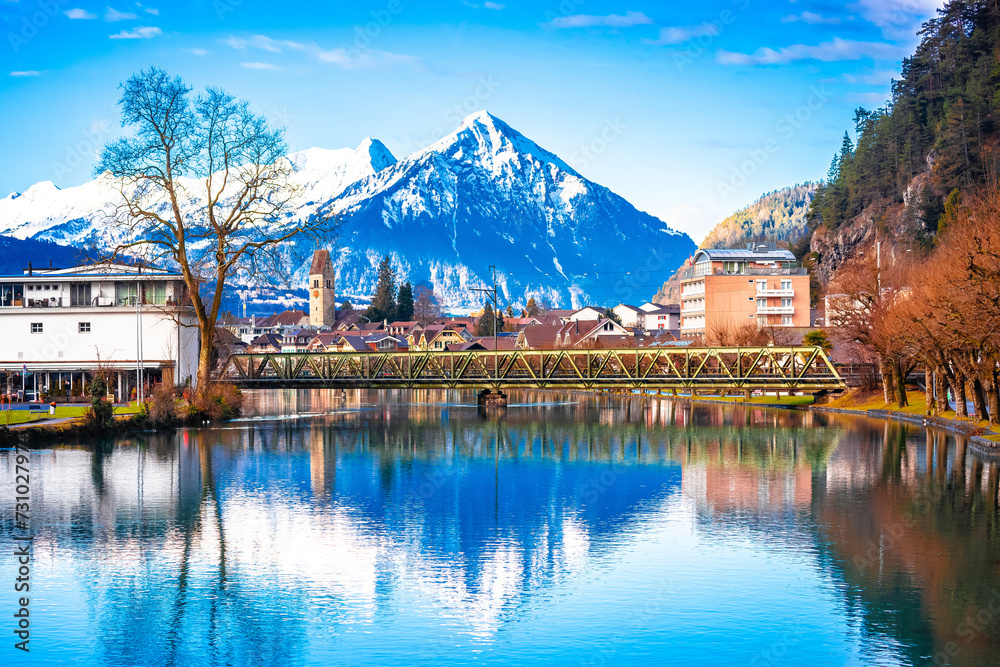 Scenic town of Interlaken and Alpine landscape view