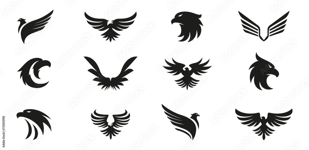 Eagle logo collection. Set of eagle icons. Vector eagle logotype