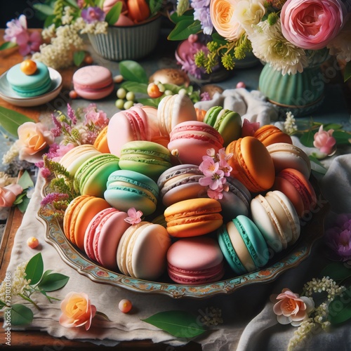 macarons on a plate generative ai