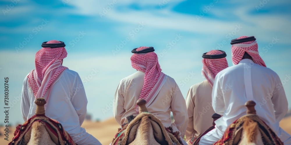 Arabs at camel racing - obrazy, fototapety, plakaty 