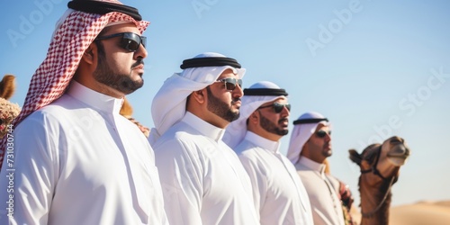 Arabs at camel racing photo