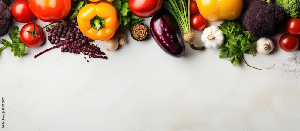 Top view of healthy fresh organic colorful fruits and vegetables Stock ...