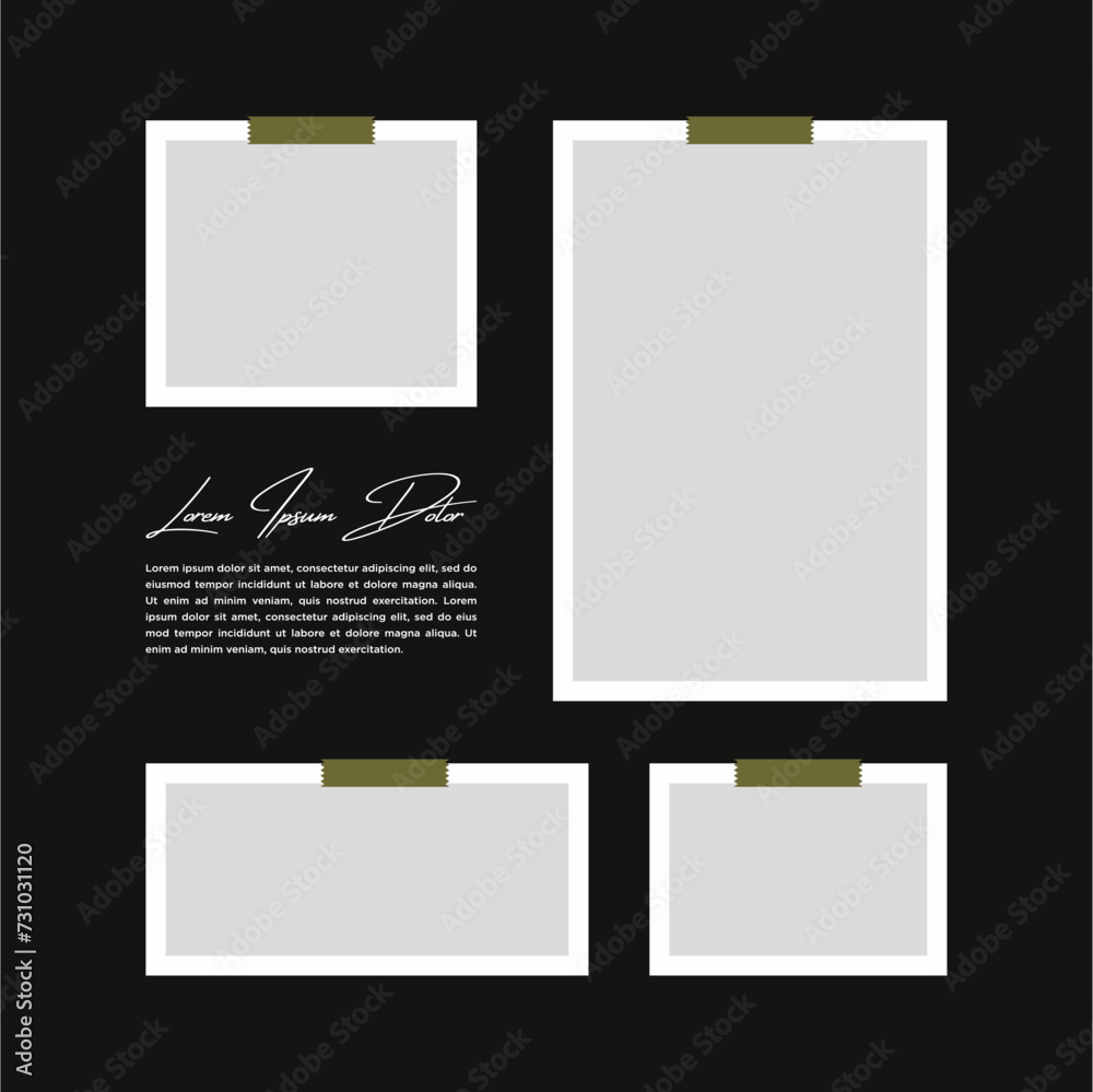 Pictures or photos frame collage. comics page grid layout abstract photo frames and digital photo wall template