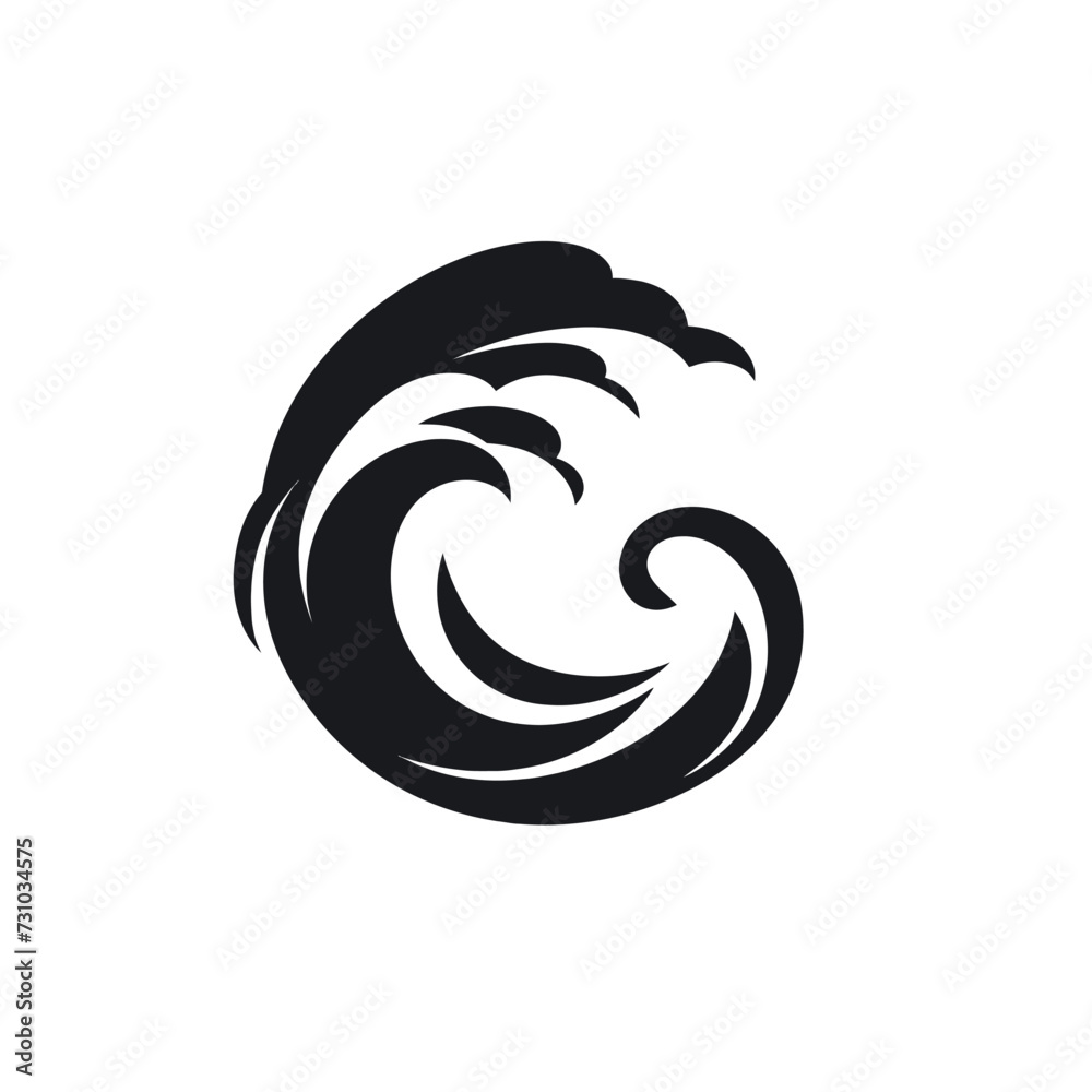 Black simple sea wave logo element Generative Ai Black simple sea wave logo element Generative Ai