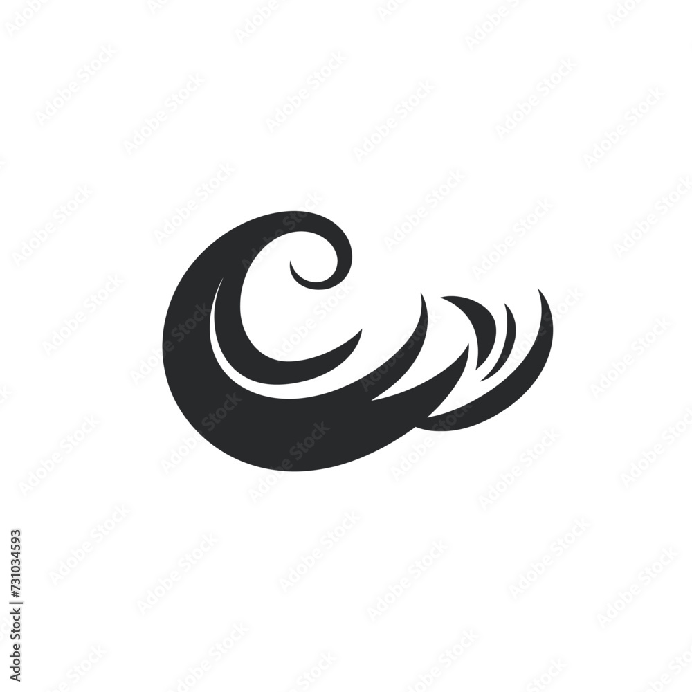 Black simple sea wave logo element Generative Ai Black simple sea wave logo element Generative Ai