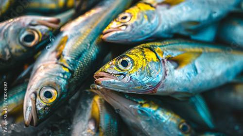 Pile of fresh fish caught by fishermen and ready for market.