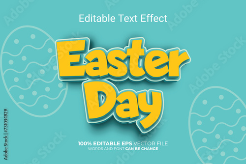 Easter Day Vector 3D Editable Text Effect Style, or vector Easter Day text effect template, editable text effect
