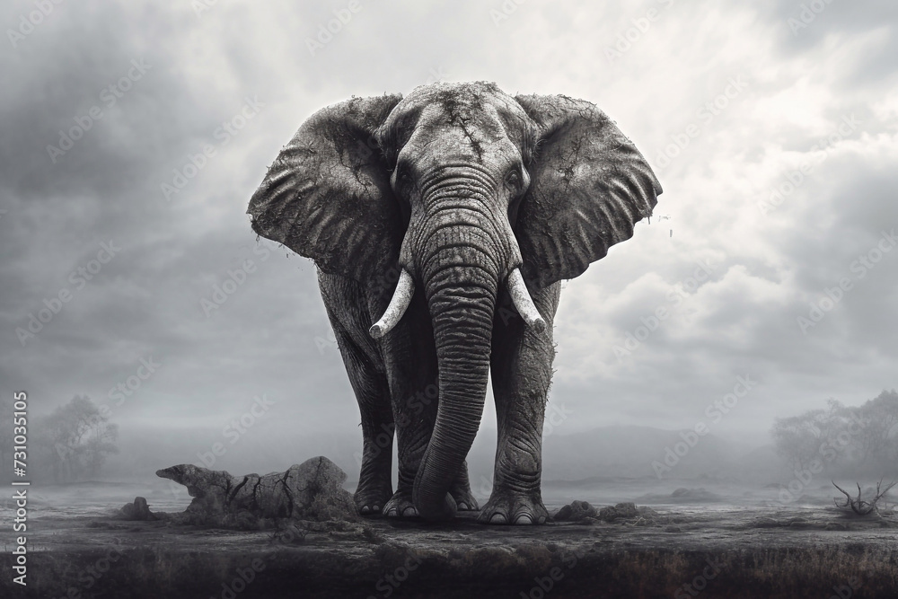 Fototapeta premium Gentle giants: majestic elephant portrait.