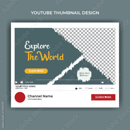 Travel youtube thumbnail design template.