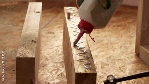 fastening joinery with wooden dowels photo