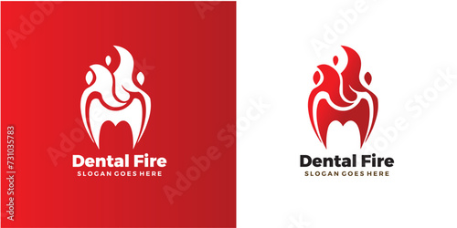 Dental Fire Logo Design Template Vector Illustration.