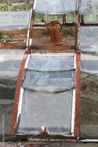 Old greenhouse from 19th century in Domaine de Montclair in Pommiers, Beaujolais, France photo