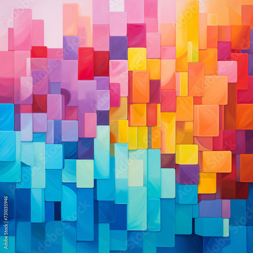 An astract painting of rectangular shapes of colors generated AI