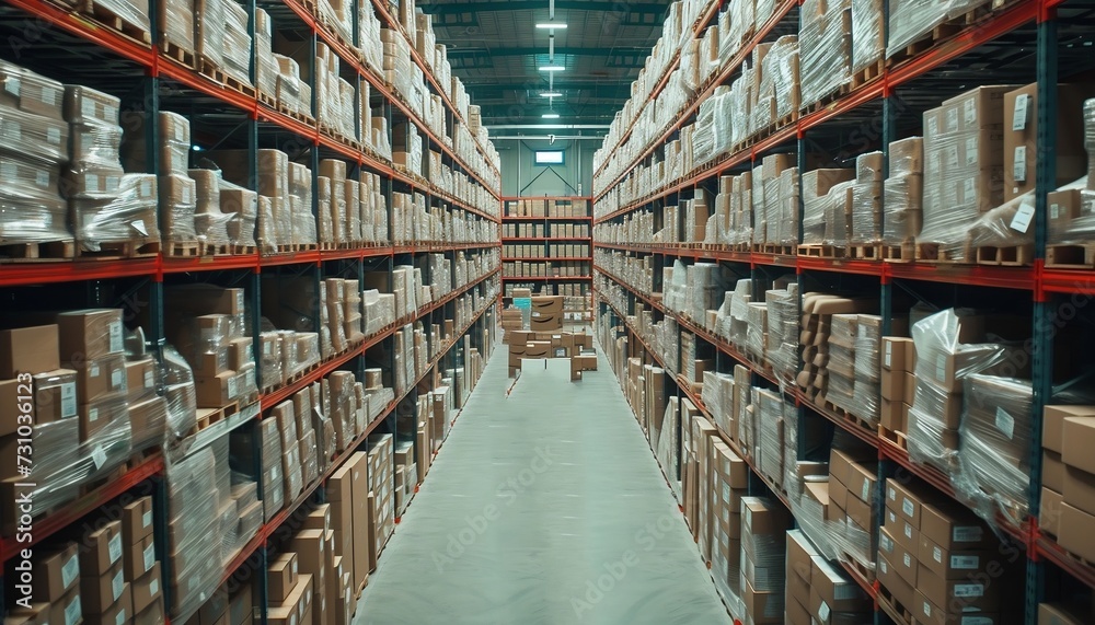 High-tech warehouse with a high level of electronics, equipped to store and sort goods High-tech warehouse with a high level of electronics, equipped to store and sort goods
