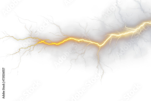 High-Voltage Realistic Lightning Strikes - Transparent Background Illustrations