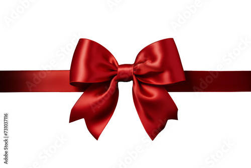Elegant Red Ribbon with Bow Isolated on Transparent Background - Festive Decoration Vector