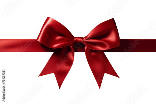 Elegant Red Ribbon with Bow Isolated on Transparent Background – Festive Decoration Clipa