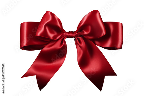 Elegant Red Gift Ribbon with Bow Isolated on Transparent Background - Festive Decoration PNG
