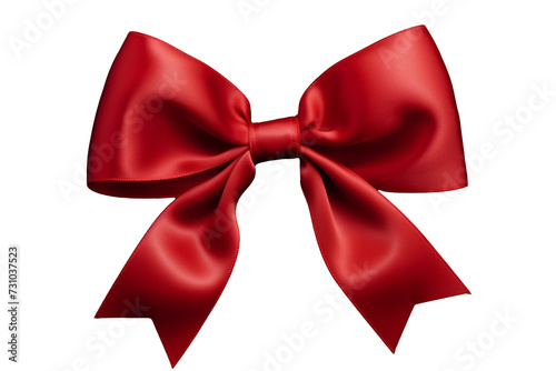 Red Ribbon with Elegant Bow Isolated on Transparent Background - Festive Decoration PNG